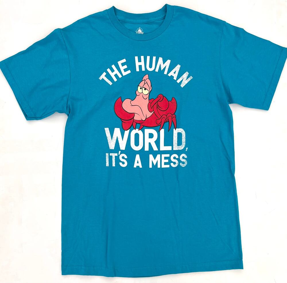 Disney Store 'The Human World Is A Mess' Blue Adult Tee - NWT